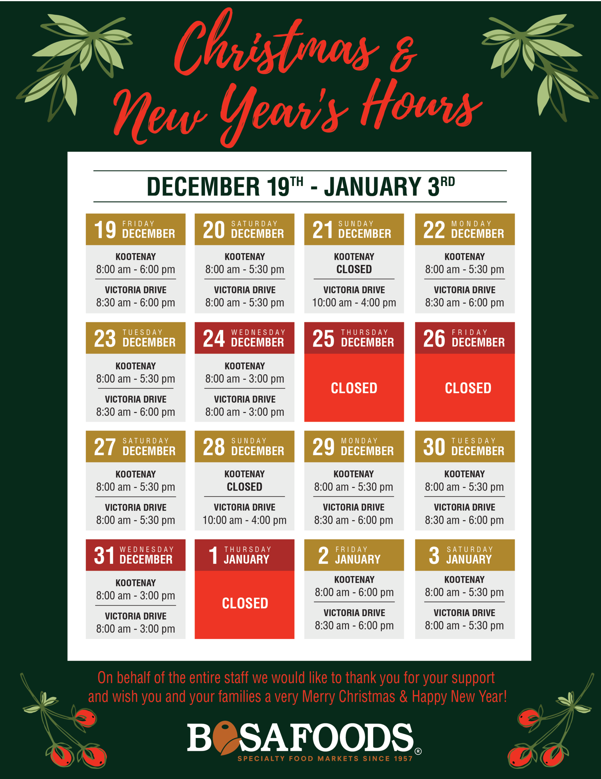 BOSA Foods warehouse