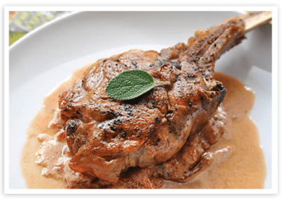 Veal Chops Saltimbocca with Tomato Cream