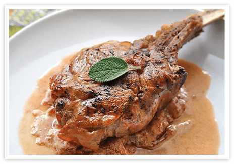 Veal Chops Saltimbocca with Tomato Cream